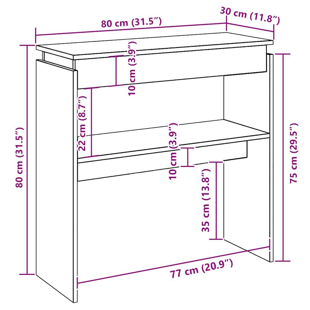 vidaXL Konsolentisch Betongrau 80x30x80 cm Holzwerkstoff