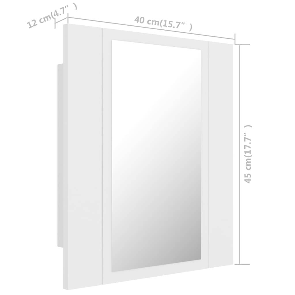 vidaXL LED-Bad-Spiegelschrank Weiß 40x12x45 cm Acryl