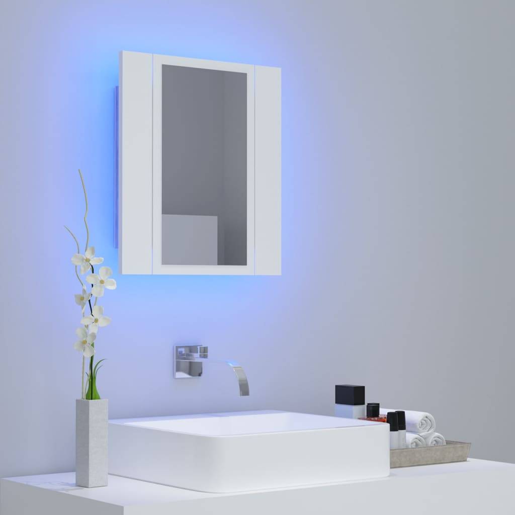 vidaXL LED-Bad-Spiegelschrank Weiß 40x12x45 cm Acryl