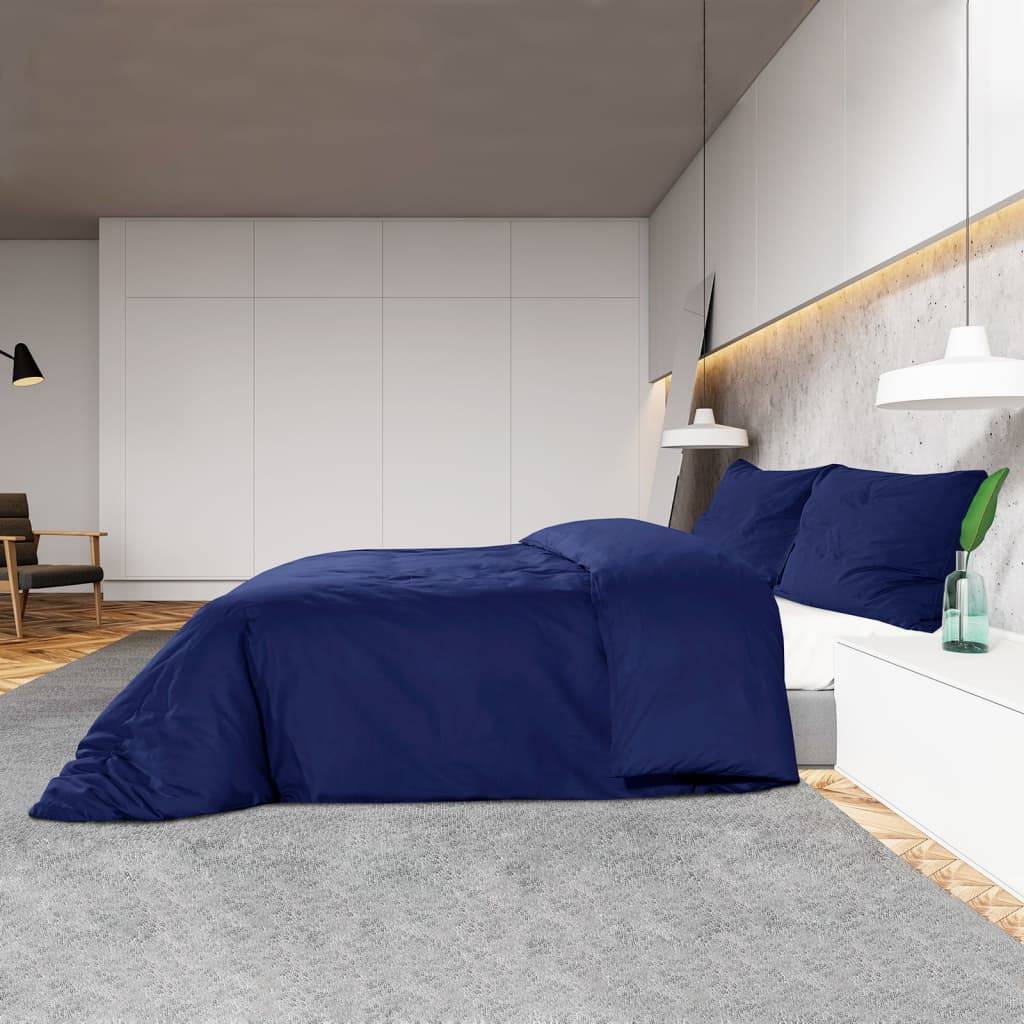 vidaXL Bettwäsche-Set Marineblau 200x200 cm Baumwolle