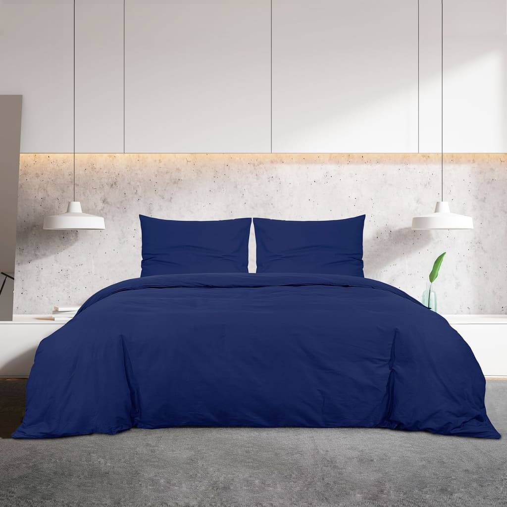 vidaXL Bettwäsche-Set Marineblau 200x200 cm Baumwolle