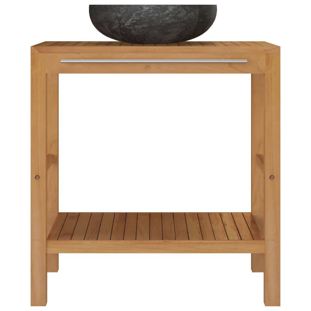 vidaXL Waschtisch Massivholz Teak mit Waschbecken Marmor Schwarz