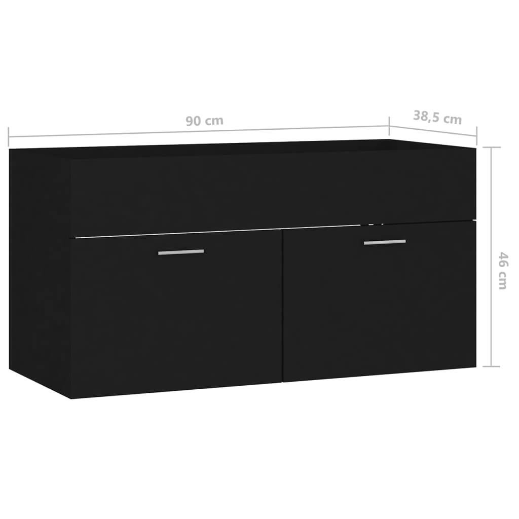 vidaXL Waschbeckenunterschrank mit Einbaubecken Schwarz Holzwerkstoff