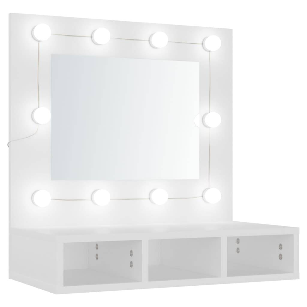 vidaXL Spiegelschrank mit LED Weiß 60x31,5x62 cm