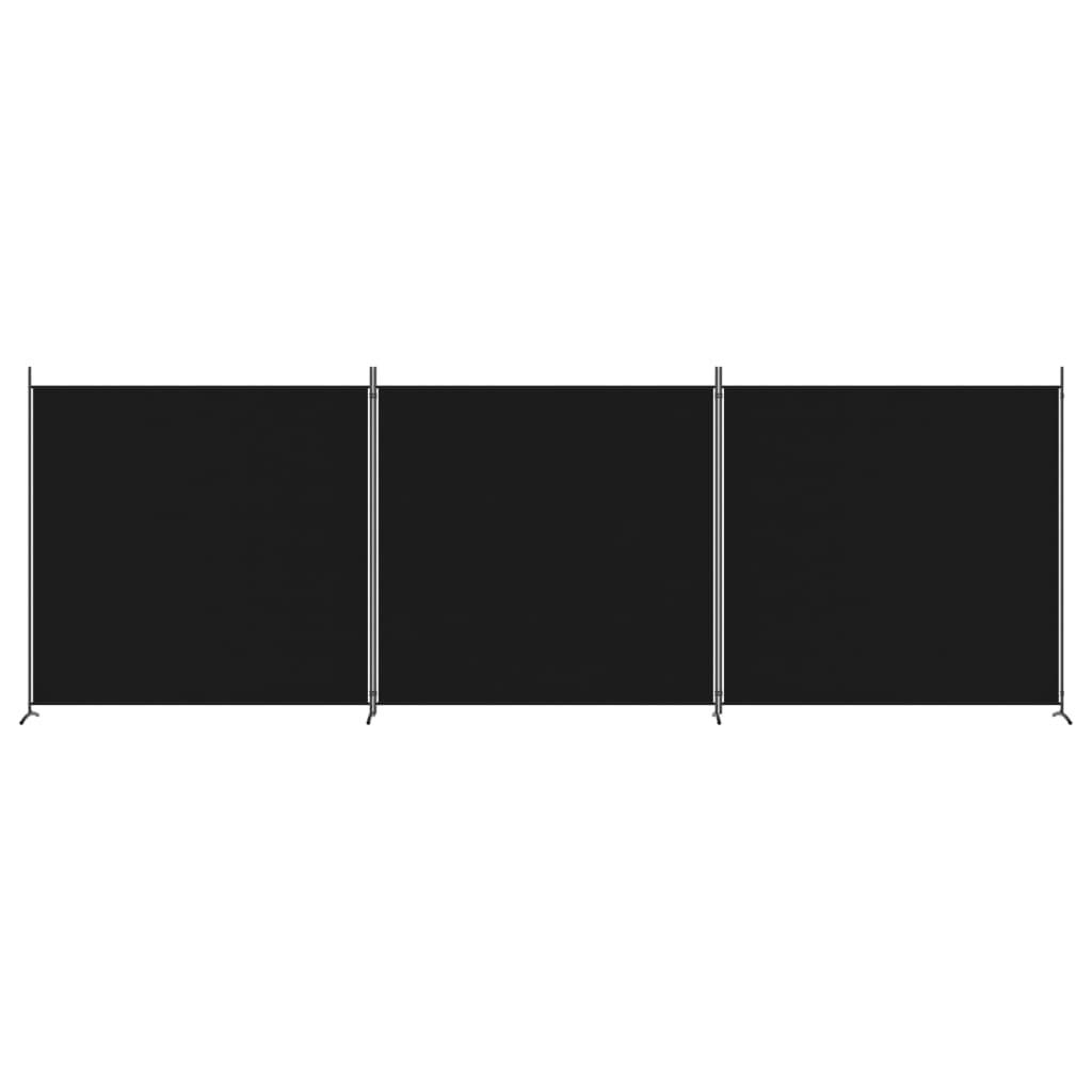 vidaXL 3-tlg. Paravent Schwarz 525x180 cm Stoff