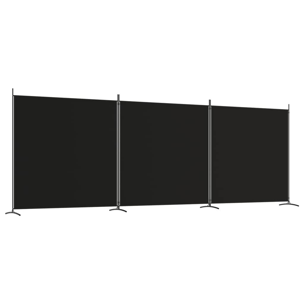 vidaXL 3-tlg. Paravent Schwarz 525x180 cm Stoff