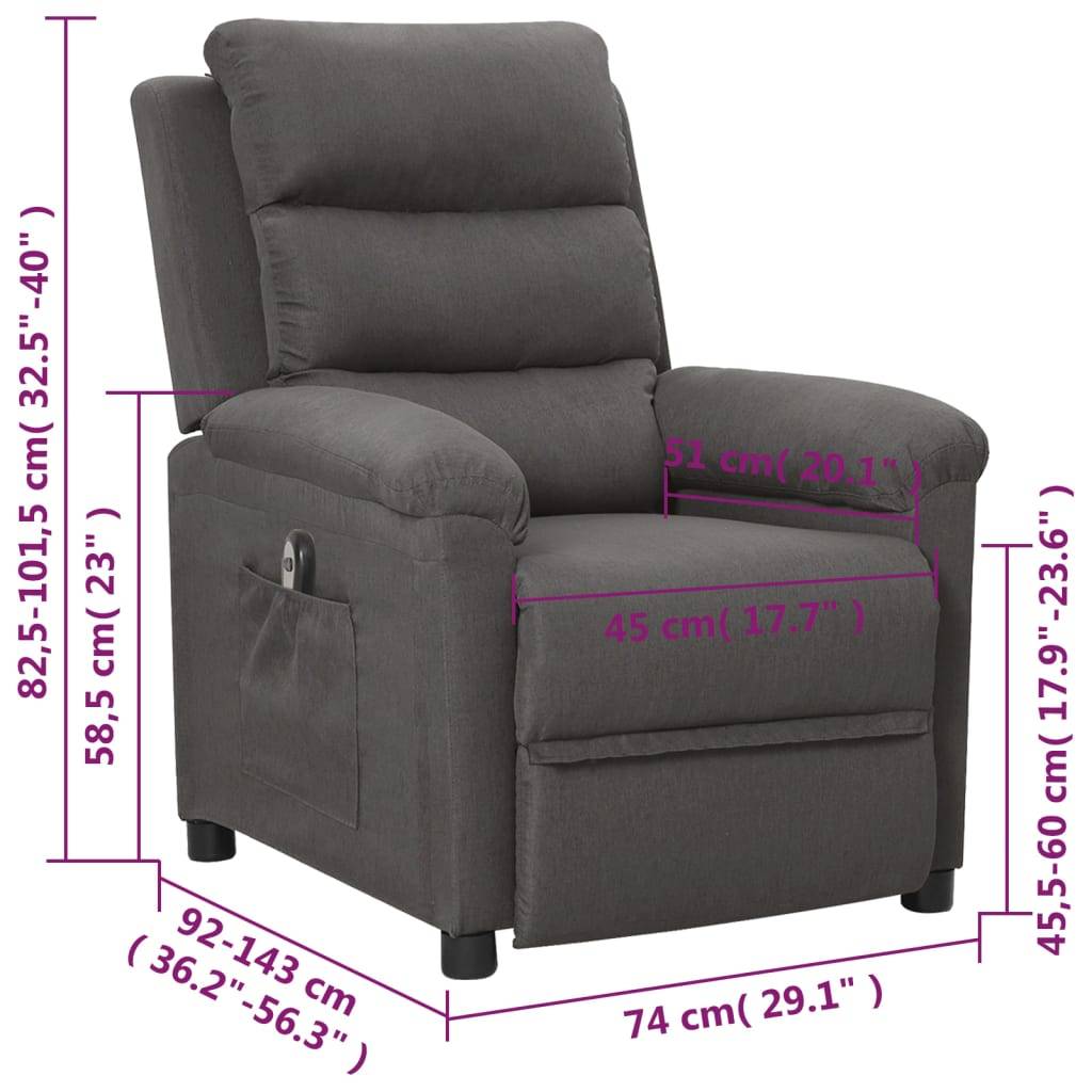 vidaXL Relaxsessel Elektrisch Dunkelgrau Stoff
