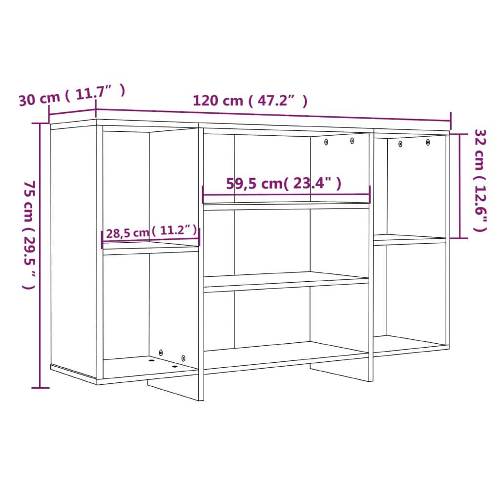 vidaXL Sideboard Räuchereiche 120x30x75 cm Holzwerkstoff
