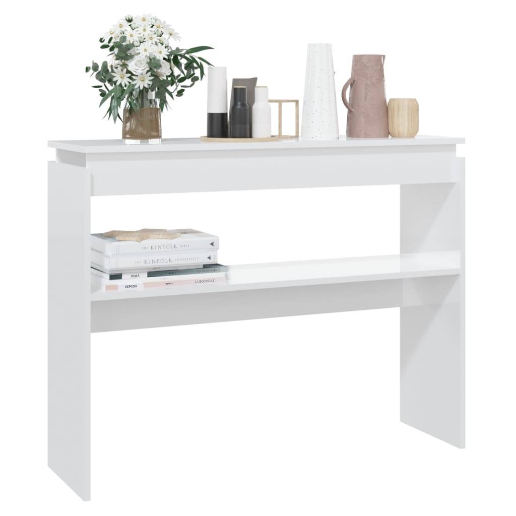 vidaXL Konsolentisch Hochglanz-Weiß 102x30x80 cm Holzwerkstoff