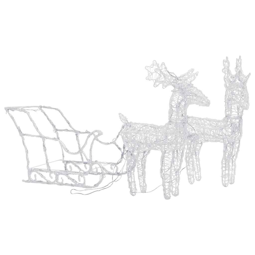 vidaXL Rentiere &amp; Schlitten Weihnachtsdekoration 160 LEDs 130 cm Acryl