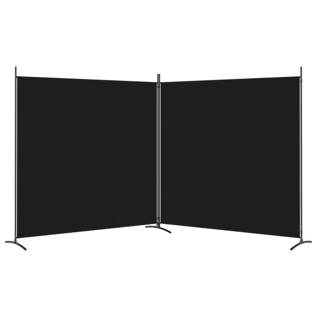 vidaXL 2-tlg. Paravent Schwarz 348x180 cm Stoff