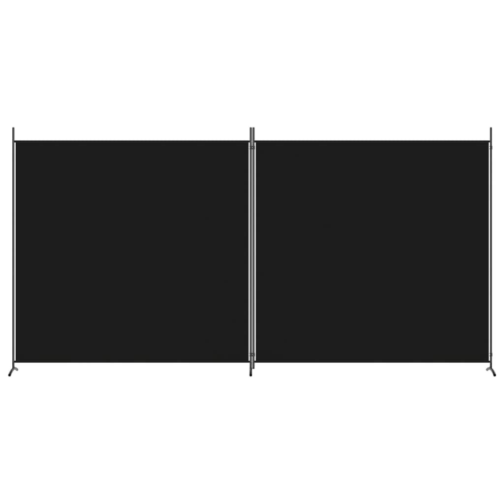 vidaXL 2-tlg. Paravent Schwarz 348x180 cm Stoff
