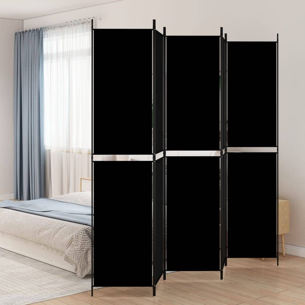 vidaXL 5-tlg. Paravent Schwarz 250x220 cm Stoff
