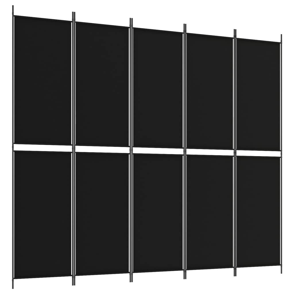 vidaXL 5-tlg. Paravent Schwarz 250x220 cm Stoff