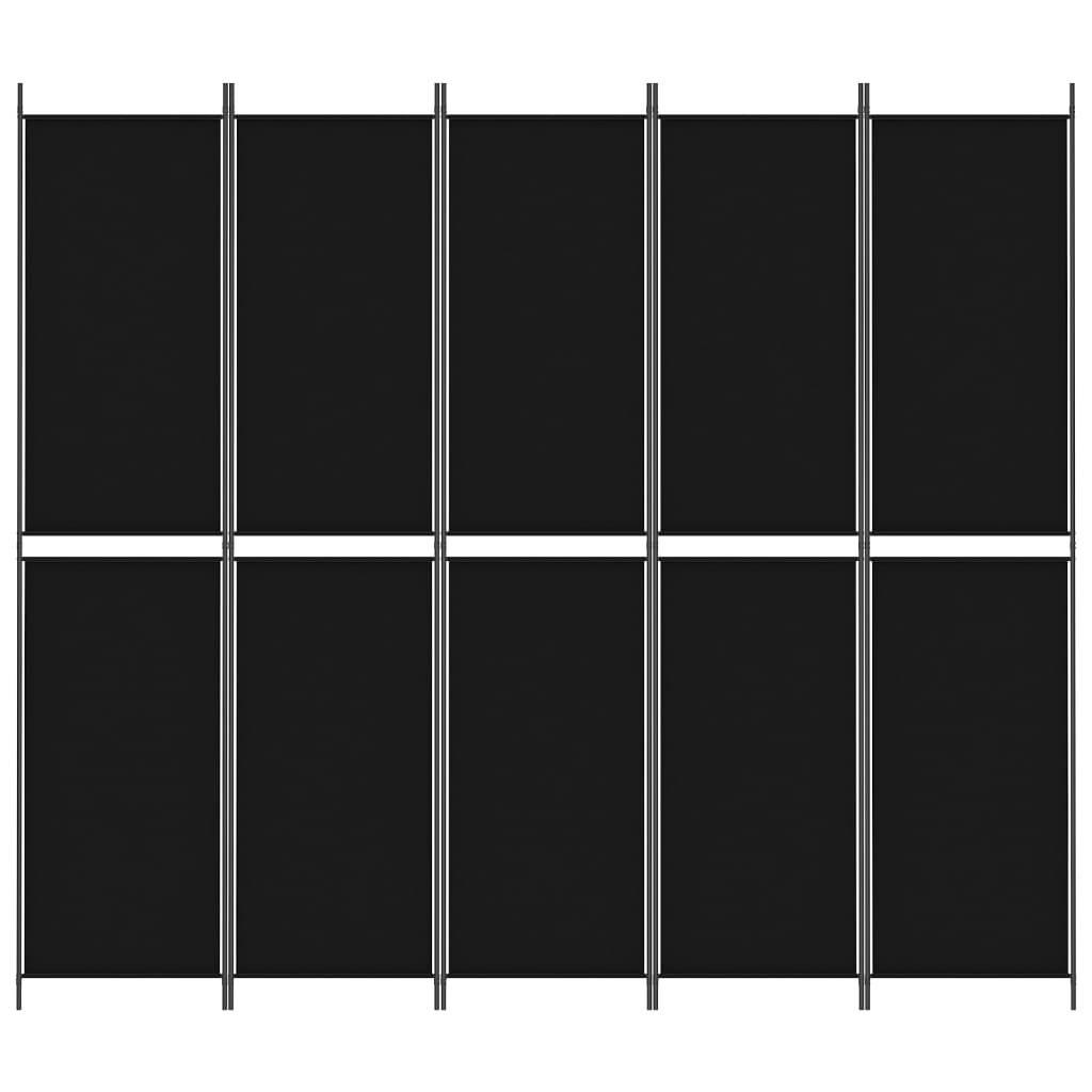vidaXL 5-tlg. Paravent Schwarz 250x220 cm Stoff