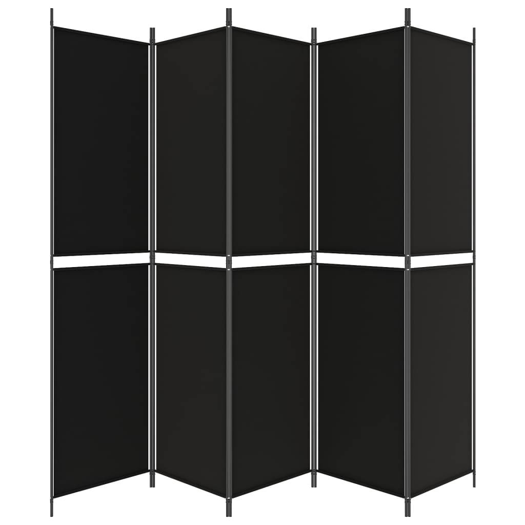 vidaXL 5-tlg. Paravent Schwarz 250x220 cm Stoff