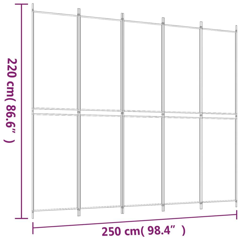 vidaXL 5-tlg. Paravent Schwarz 250x220 cm Stoff