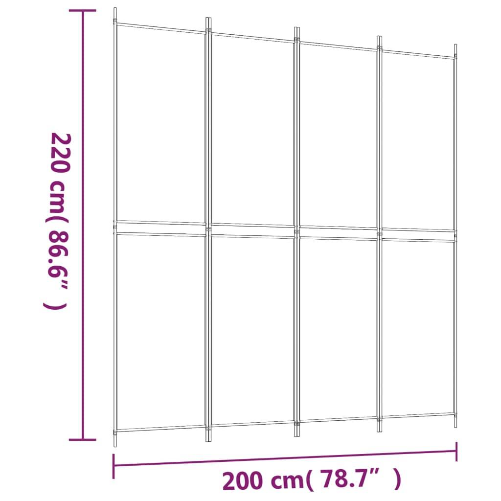 vidaXL 4-tlg. Paravent Schwarz 200x220 cm Stoff