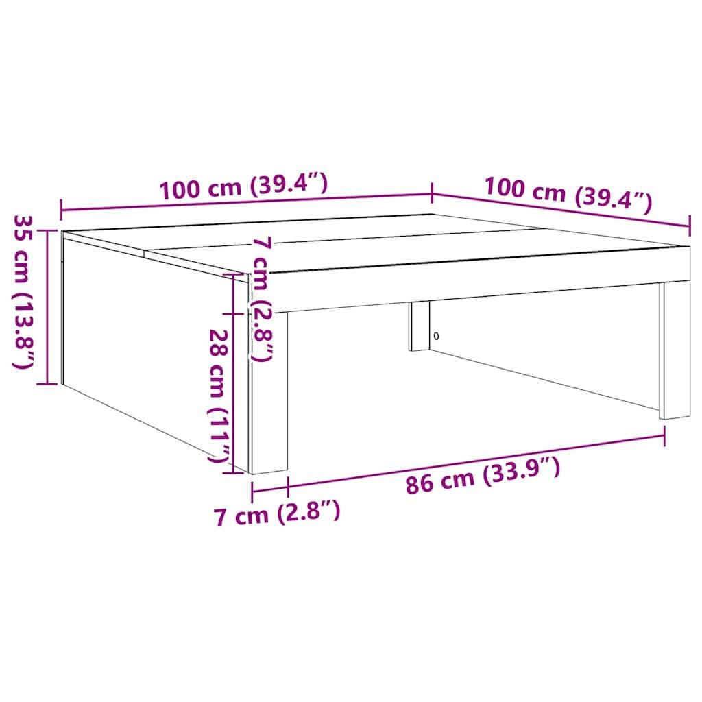 vidaXL Couchtisch Grau Sonoma 100x100x35 cm Holzwerkstoff