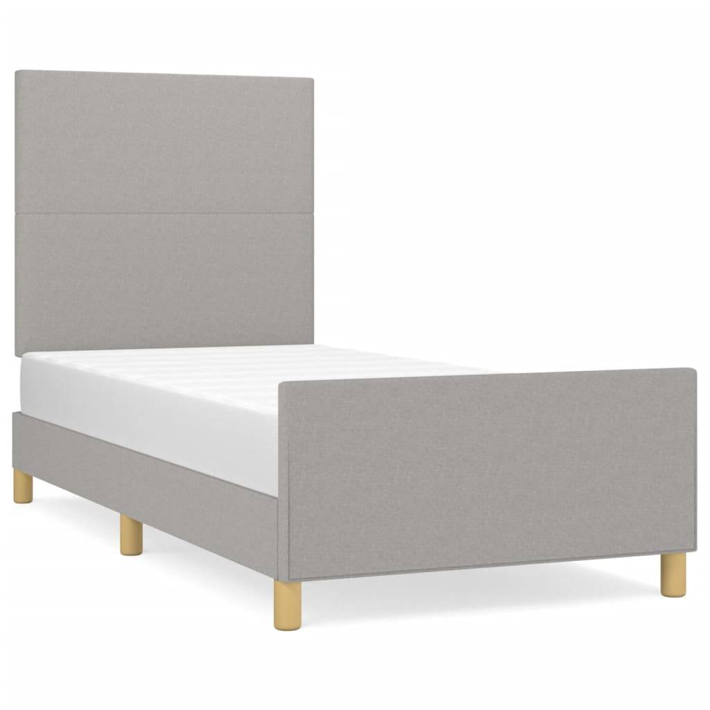 vidaXL Bettgestell ohne Matratze Hellgrau 90x200 cm Stoff