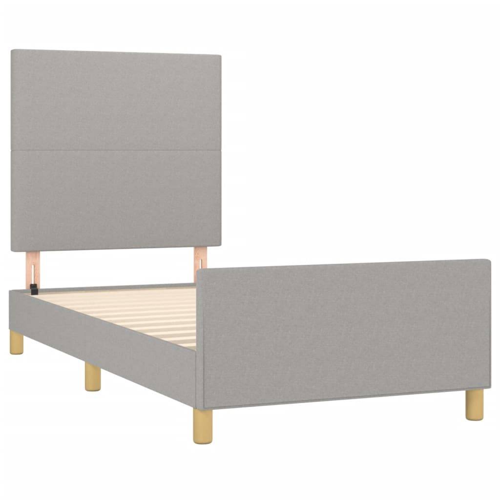 vidaXL Bettgestell ohne Matratze Hellgrau 90x200 cm Stoff