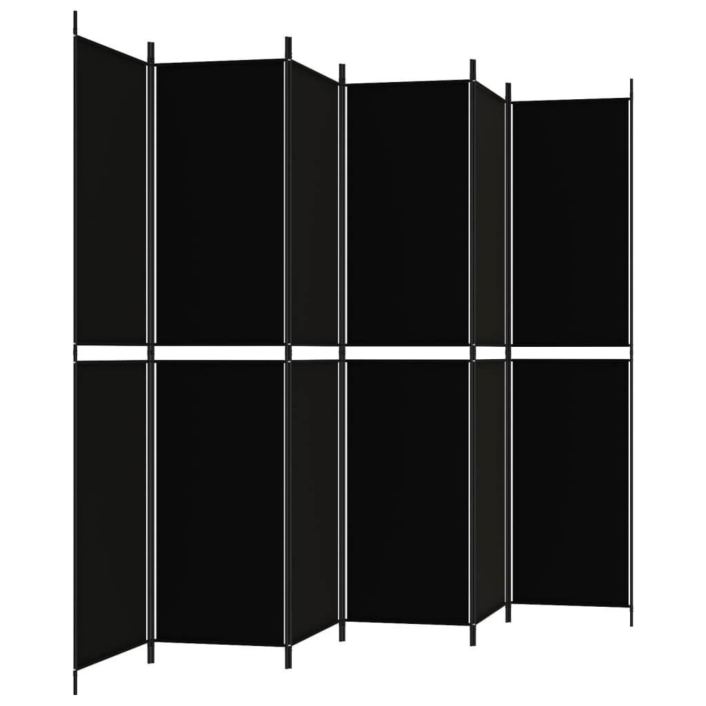vidaXL 6-tlg. Paravent Schwarz 300x220 cm Stoff