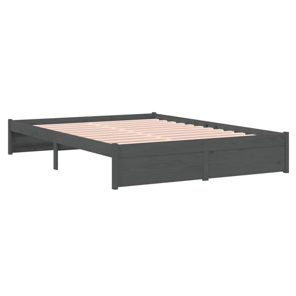 vidaXL Massivholzbett Grau 140x190 cm