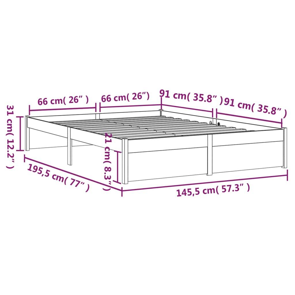 vidaXL Massivholzbett Grau 140x190 cm