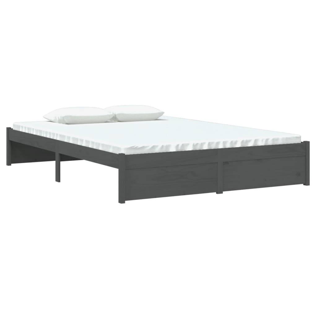 vidaXL Massivholzbett Grau 140x190 cm