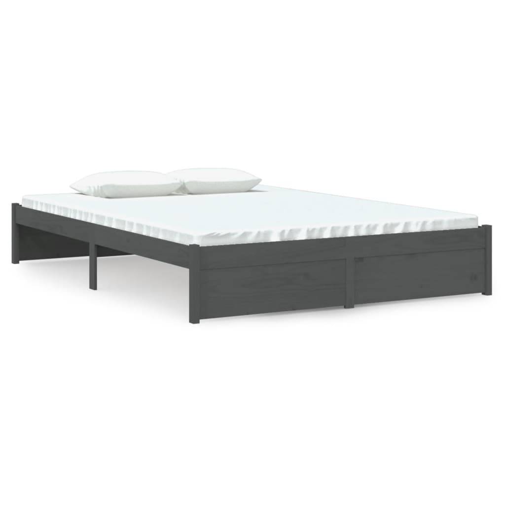 vidaXL Massivholzbett Grau 140x190 cm