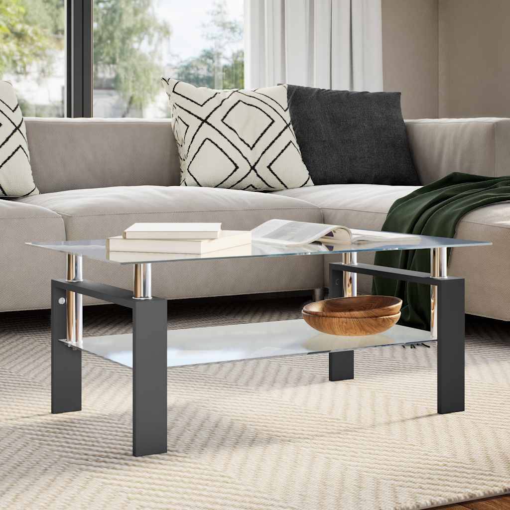 vidaXL Couchtisch Schwarz Transparent 95x55x40 cm Hartglas