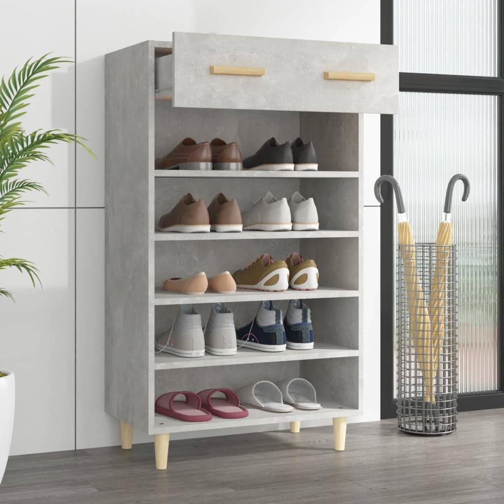 vidaXL Schuhschrank Betongrau 60x35x105 cm Holzwerkstoff