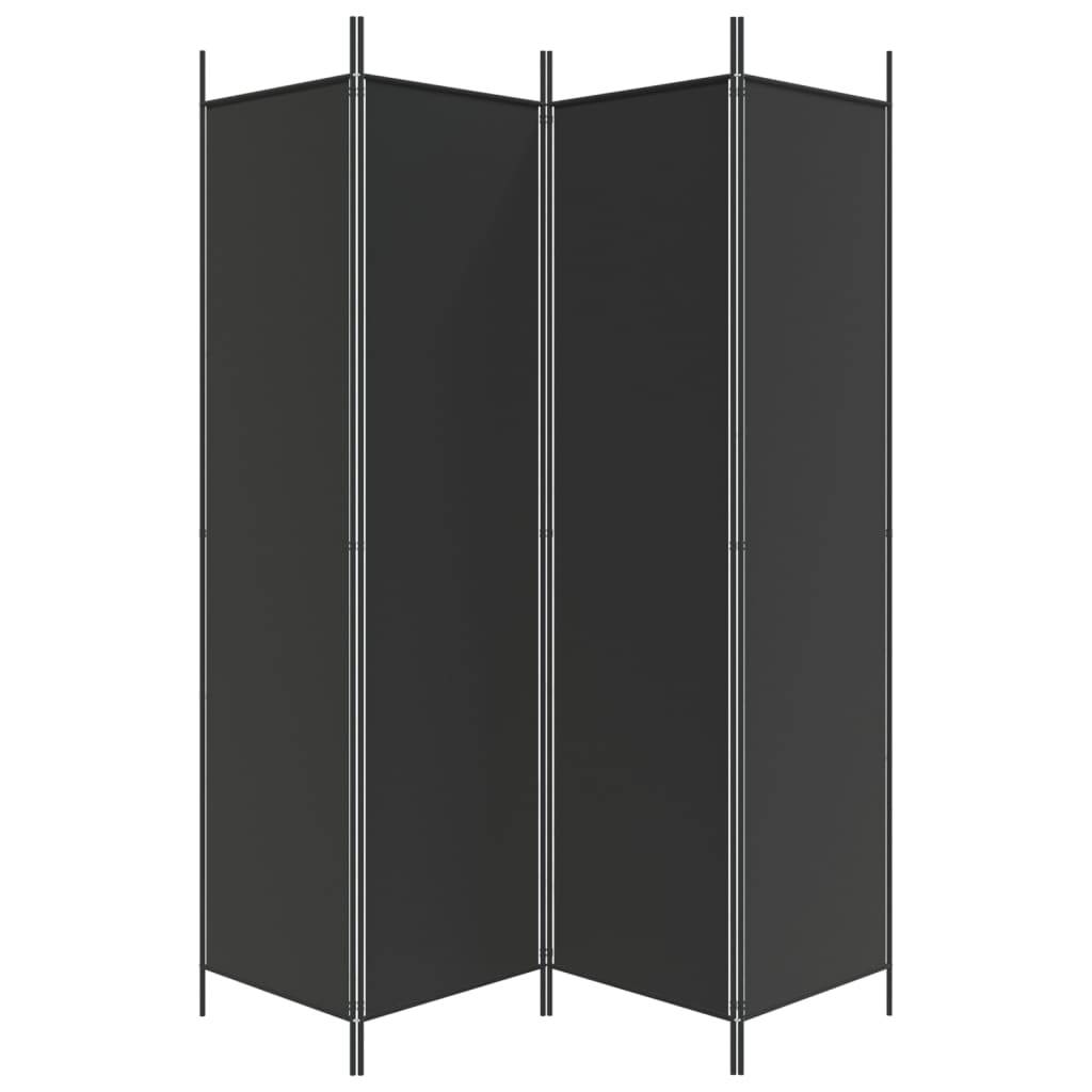 vidaXL 4-tlg. Paravent Schwarz 200x200 cm Stoff