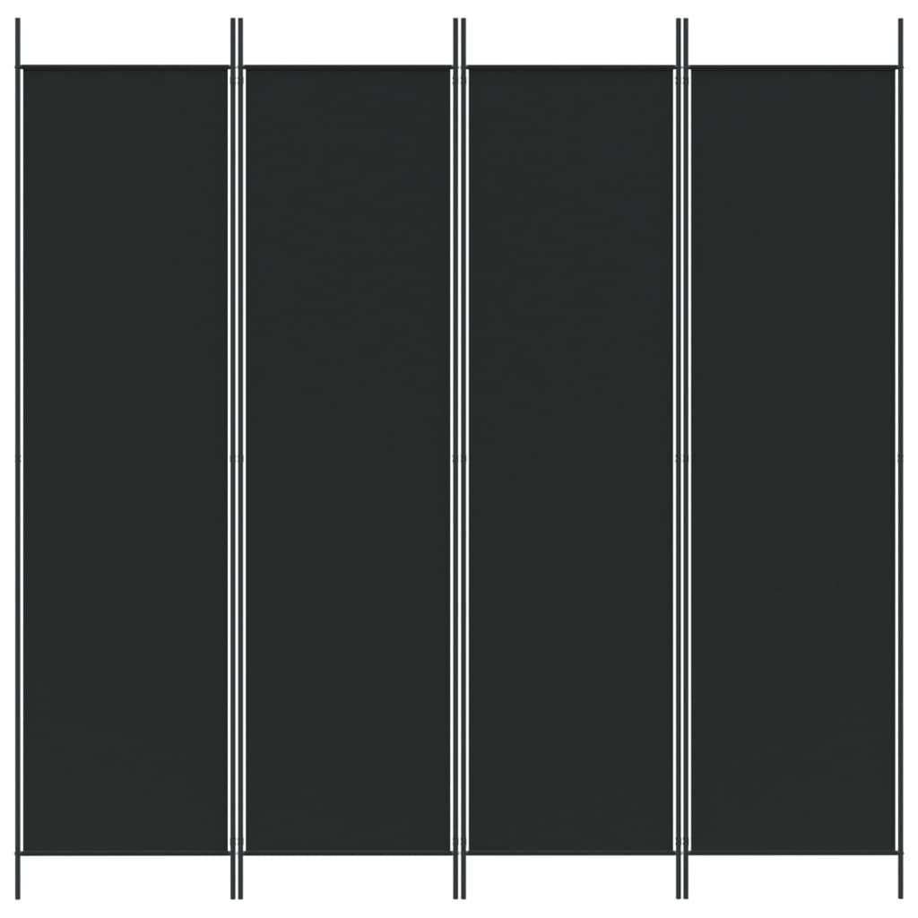 vidaXL 4-tlg. Paravent Schwarz 200x200 cm Stoff
