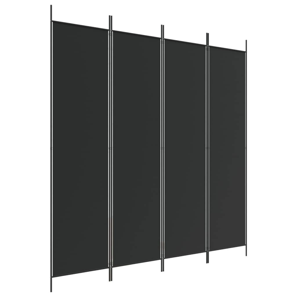 vidaXL 4-tlg. Paravent Schwarz 200x200 cm Stoff