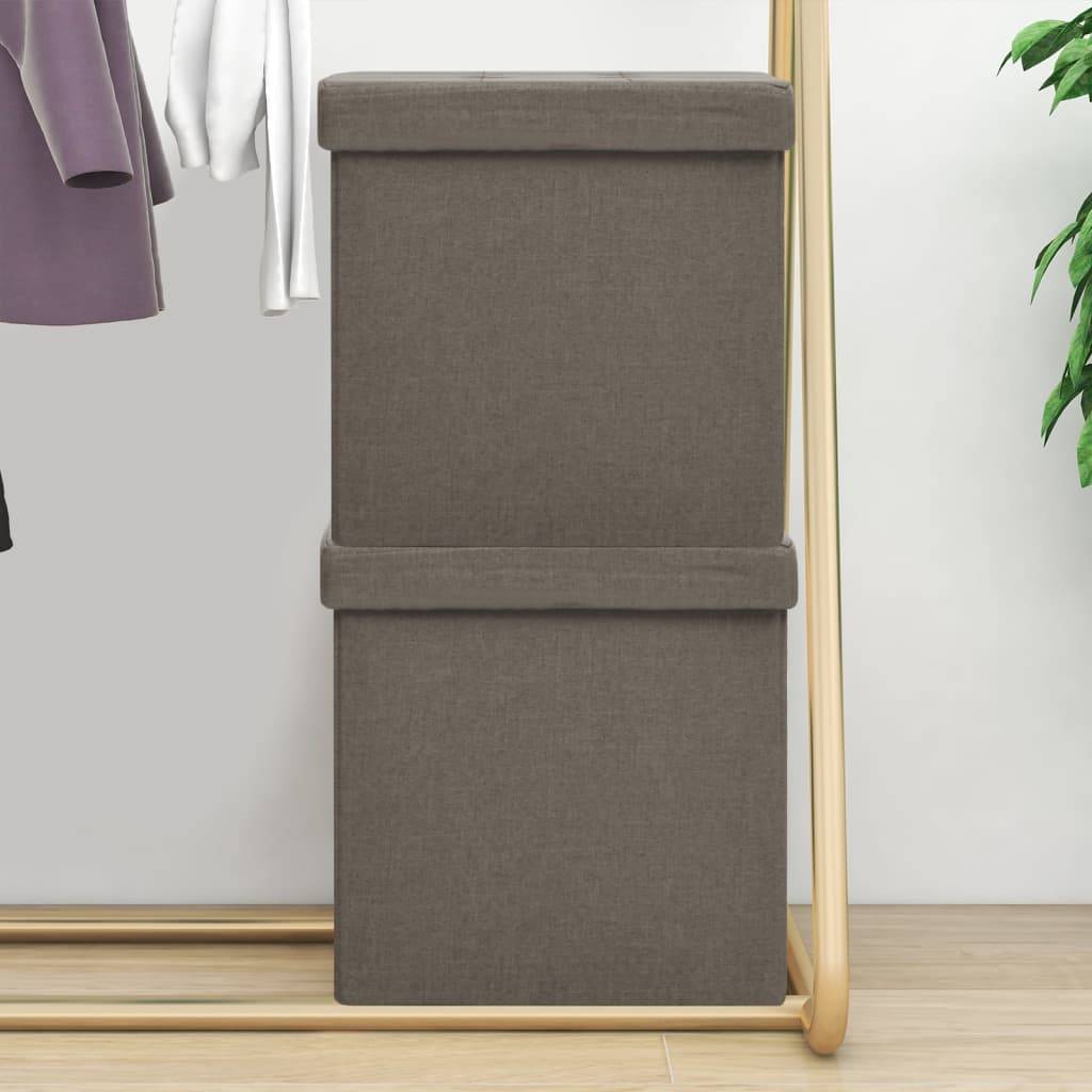 vidaXL Hocker mit Stauraum 2 Stk. Taupe Leinenoptik
