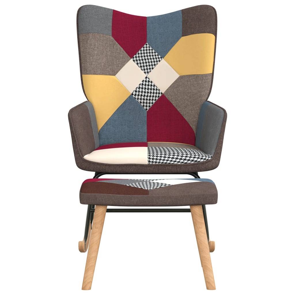 vidaXL Schaukelstuhl mit Hocker Patchwork Stoff