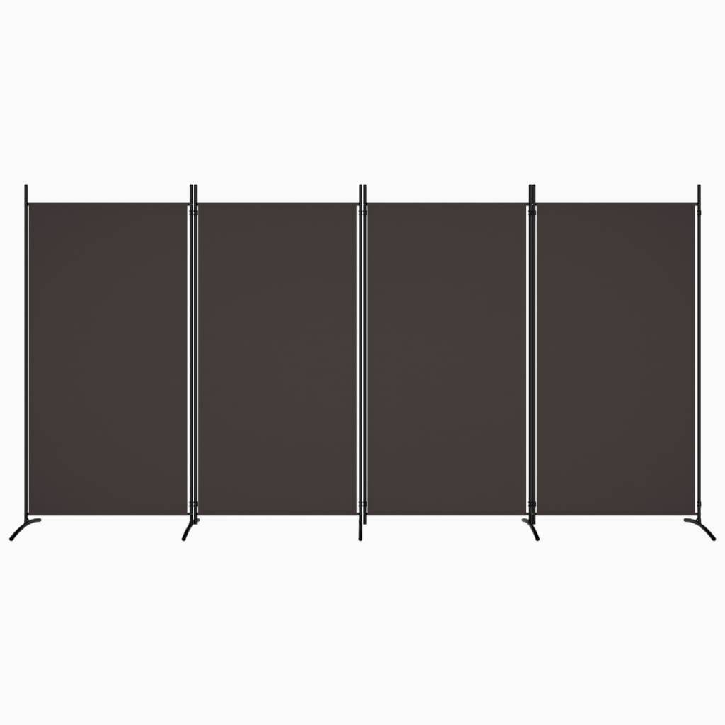 vidaXL 4-tlg. Paravent Braun 346x180 cm Stoff