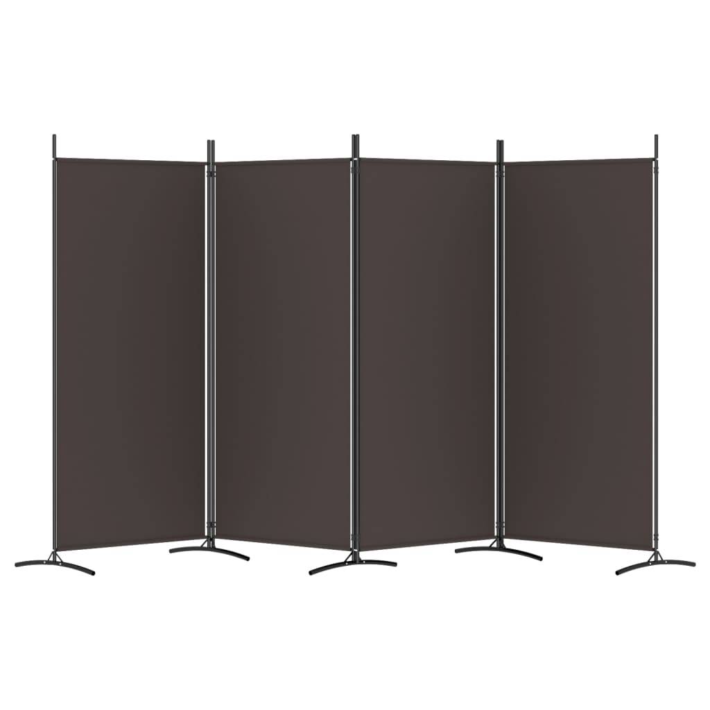 vidaXL 4-tlg. Paravent Braun 346x180 cm Stoff