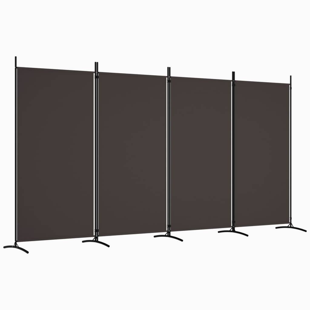 vidaXL 4-tlg. Paravent Braun 346x180 cm Stoff