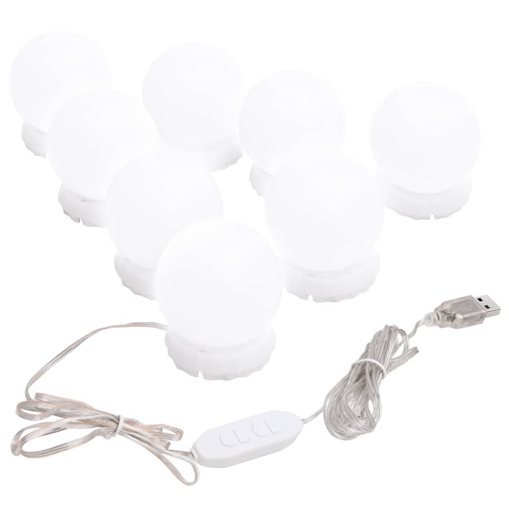 vidaXL Spiegel mit LED-Leuchten 70x40 cm Glas Bogenförmig