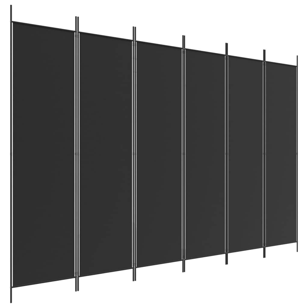 vidaXL 6-tlg. Paravent Schwarz 300x200 cm Stoff