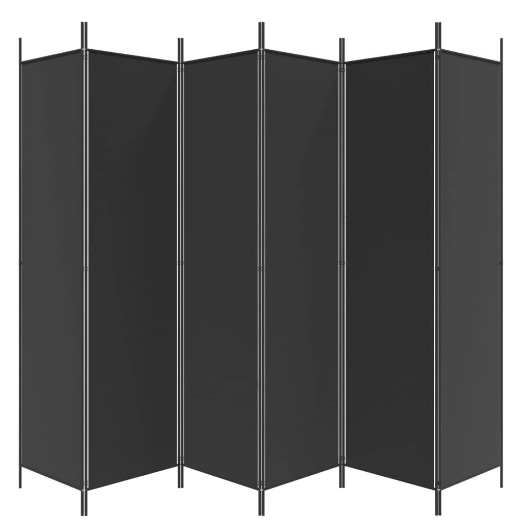 vidaXL 6-tlg. Paravent Schwarz 300x200 cm Stoff