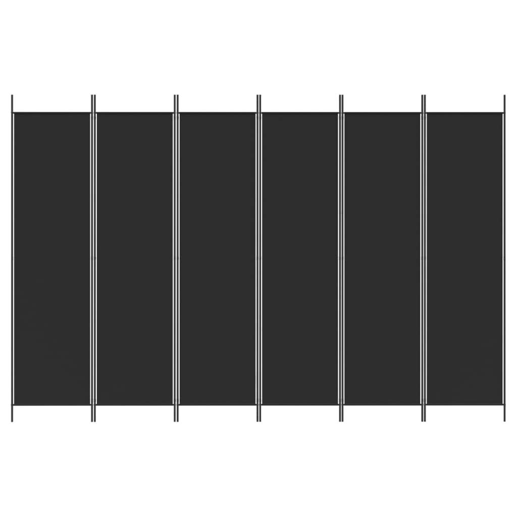 vidaXL 6-tlg. Paravent Schwarz 300x200 cm Stoff