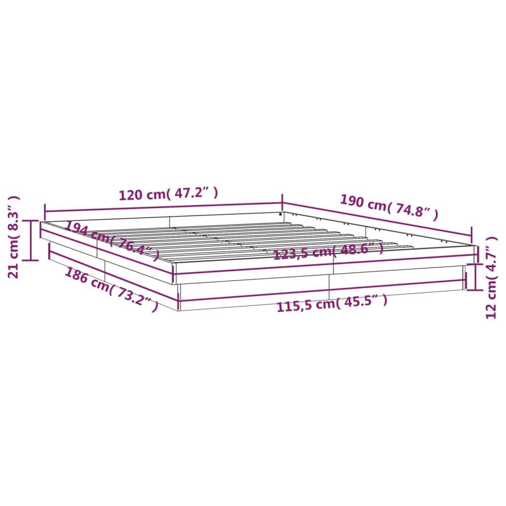 vidaXL Massivholzbett mit LEDs 120x190 cm