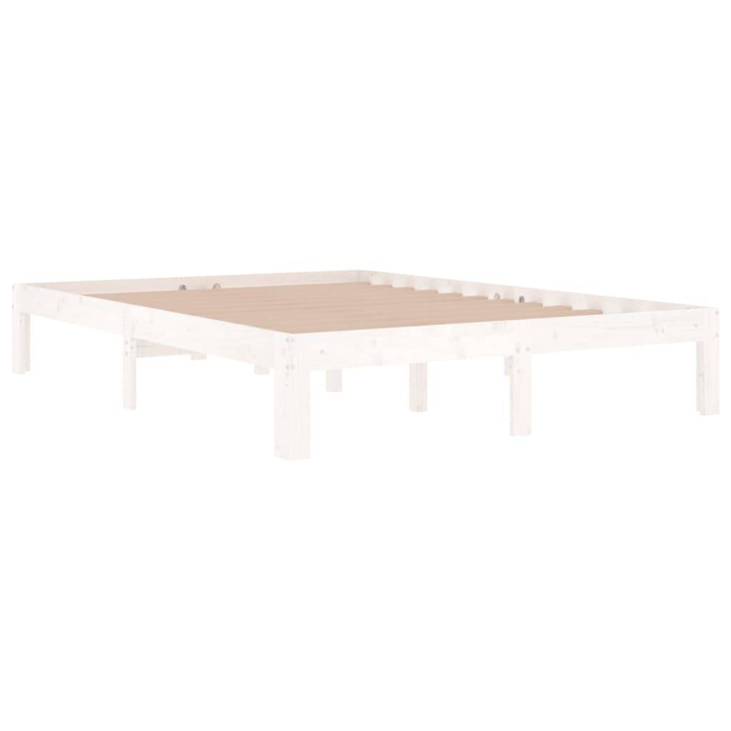 vidaXL Massivholzbett Weiß 135x190 cm