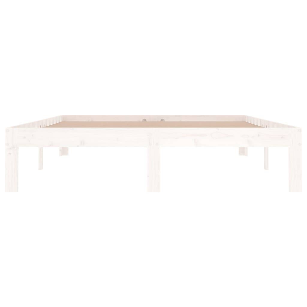 vidaXL Massivholzbett Weiß 135x190 cm