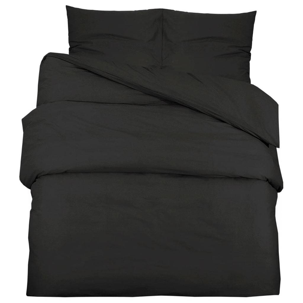 vidaXL Bettwäsche-Set Schwarz 200x220 cm Leichte Mikrofaser