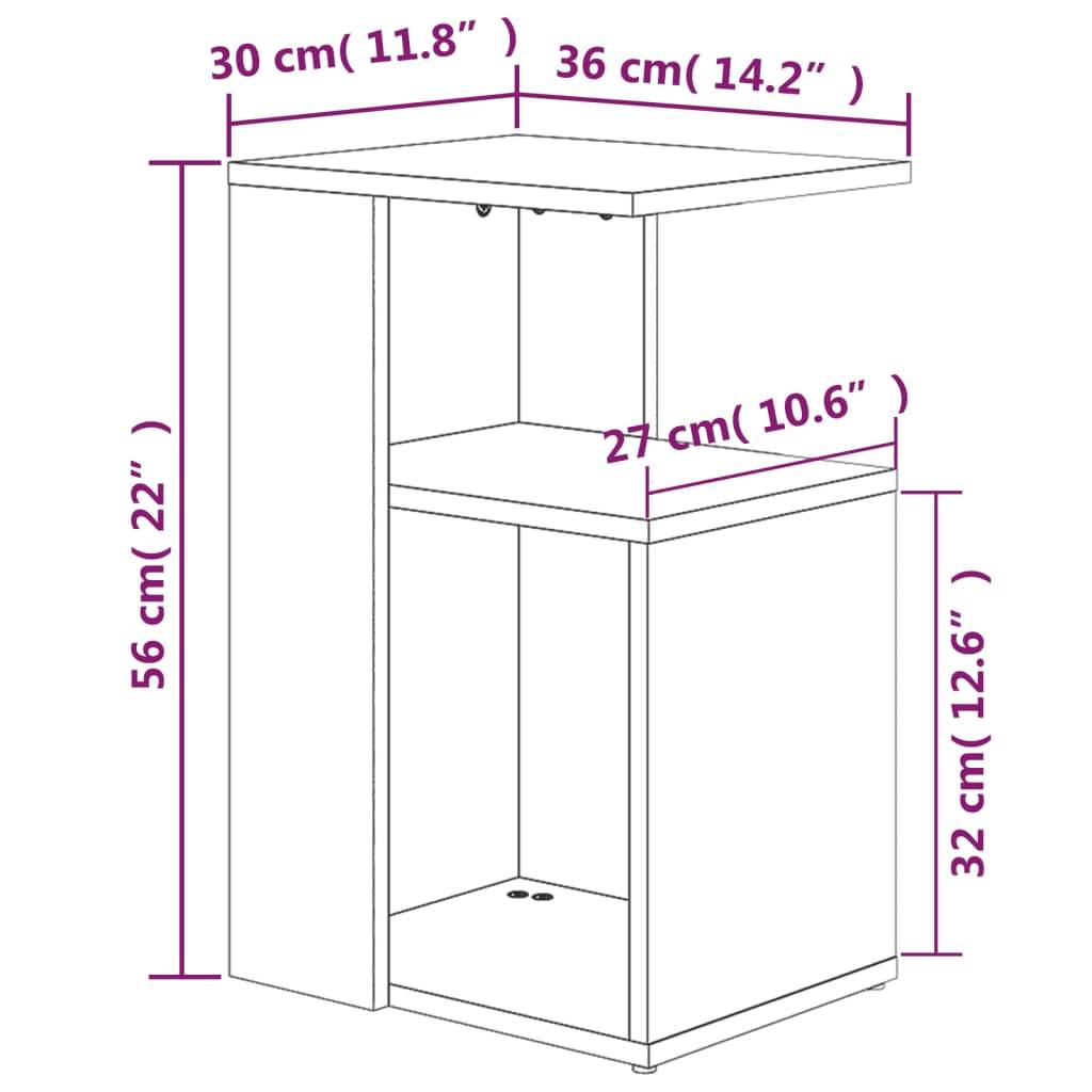vidaXL Beistelltisch Grau Sonoma 36x30x56 cm Holzwerkstoff
