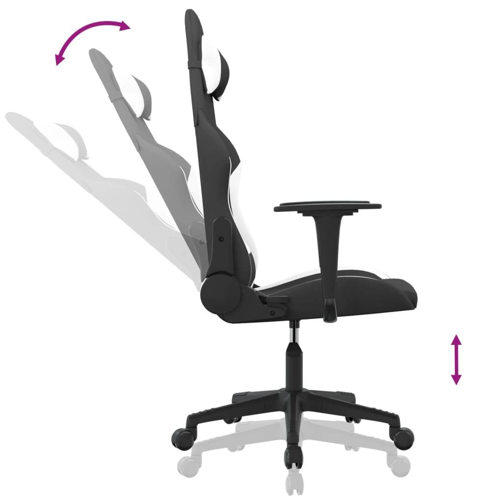 vidaXL Gaming-Stuhl Schwarz und Weiß Stoff